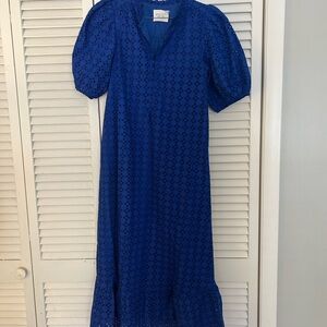 Hyacinth House Blue Eyelet Tryall Midi dress